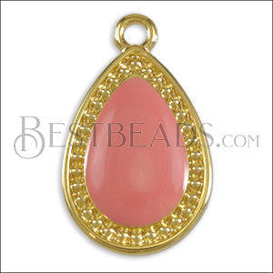 20mm Dotted Drop charm GOLD EPOXY - Coral - 10 pcs