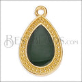 20mm Dotted Drop charm GOLD EPOXY - Emerald - 10 pcs