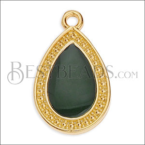 20mm Dotted Drop charm GOLD EPOXY - Emerald - 10 pcs