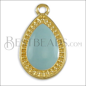 20mm Dotted Drop charm GOLD EPOXY - Pale Jade - 10 pcs