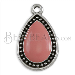 20mm Dotted Drop charm SILVER EPOXY - Coral - 10 pcs
