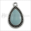 20mm Dotted Drop charm SILVER EPOXY - Pale Jade - 10 pcs