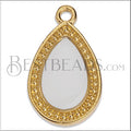 20mm Dotted Drop charm SILVER EPOXY - White - 10 pcs