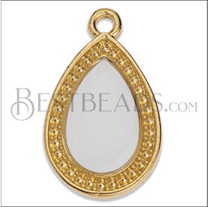 20mm Dotted Drop charm SILVER EPOXY - White - 10 pcs