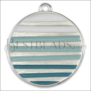 Gradient Disc charm SILVER EPOXY - Pale Jade Mix - 10 pcs