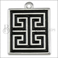 Ancient Greek Square Charm SILVER EPOXY - Black - 10 pcs