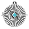 Star Burst Disc charm SILVER EPOXY - Aqua - 10 pcs