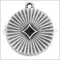 Star Burst Disc charm SILVER EPOXY - Black - 10 pcs