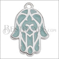 Hamsa Hand charm SILVER EPOXY - Pale Jade - 10 pcs