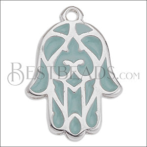 Hamsa Hand charm SILVER EPOXY - Pale Jade - 10 pcs