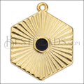 Hexagon Rays charm GOLD EPOXY - Black - 10 pcs
