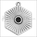 Hexagon Rays charm SILVER EPOXY - Black - 10 pcs