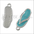 Flip Flop charm SILVER EPOXY - Aqua - 10 pcs