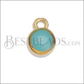 Tiny Round Charm GOLD EPOXY - Aqua - 10 pcs