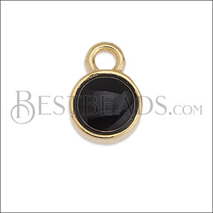 Tiny Round Charm GOLD EPOXY - Black - 10 pcs