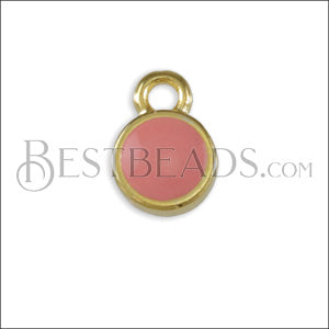 Tiny Round Charm GOLD EPOXY - Coral - 10 pcs