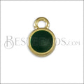 Tiny Round Charm GOLD EPOXY - Emerald - 10 pcs