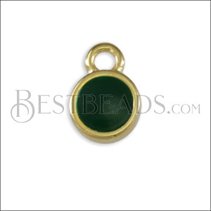 Tiny Round Charm GOLD EPOXY - Emerald - 10 pcs
