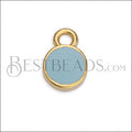 Tiny Round Charm GOLD EPOXY - Pale Jade - 10 pcs