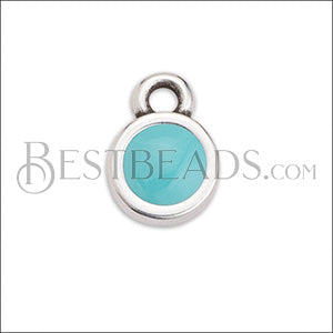 Tiny Round Charm SILVER EPOXY - Aqua - 10 pcs