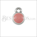 Tiny Round Charm SILVER EPOXY - Coral - 10 pcs