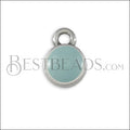 Tiny Round Charm SILVER EPOXY - Pale Jade - 10 pcs