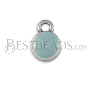 Tiny Round Charm SILVER EPOXY - Pale Jade - 10 pcs