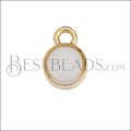 Tiny Round Charm GOLD EPOXY - White - 10 pcs