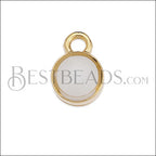 Tiny Round Charm GOLD EPOXY - White - 10 pcs