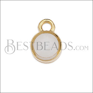 Tiny Round Charm GOLD EPOXY - White - 10 pcs