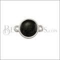 12mm Round Connector Charm SILVER EPOXY - Black - 10 pcs