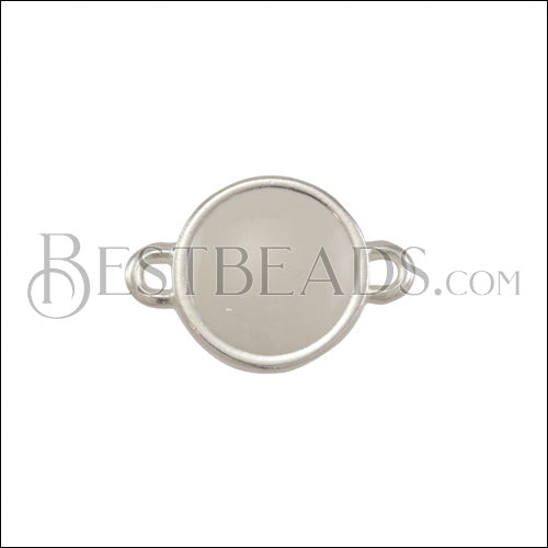 12mm Round Connector Charm SILVER EPOXY - White - 10 pcs