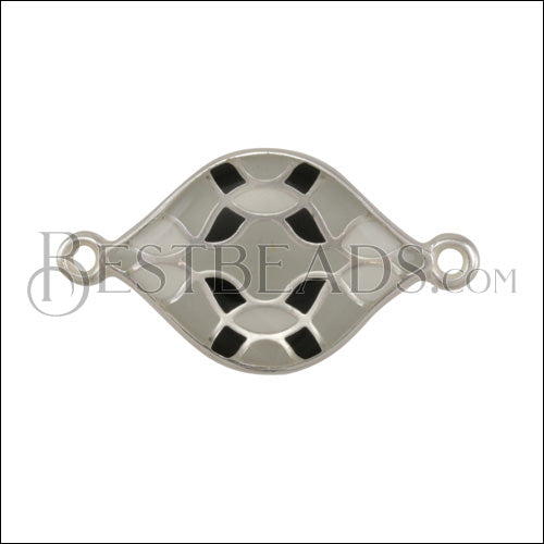 22mm Curvy Tile Connector Charm SILVER EPOXY - Grey Mix - 10 pcs