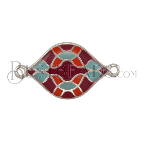 22mm Curvy Tile Connector Charm SILVER EPOXY - Sangria Mix - 10 pcs
