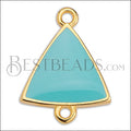 Triangle Connector Charm GOLD EPOXY - Aqua - 10 pcs