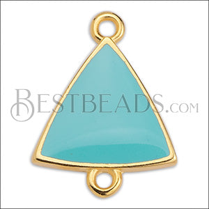 Triangle Connector Charm GOLD EPOXY - Aqua - 10 pcs