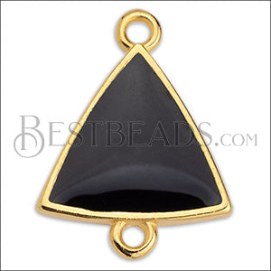 Triangle Connector Charm GOLD EPOXY - Black - 10 pcs