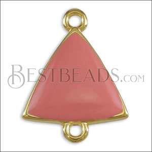 Triangle Connector Charm GOLD EPOXY - Coral - 10 pcs