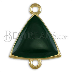 Triangle Connector Charm GOLD EPOXY - Emerald - 10 pcs