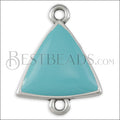 Triangle Connector Charm SILVER EPOXY - Aqua - 10 pcs