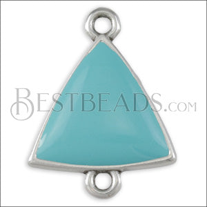 Triangle Connector Charm SILVER EPOXY - Aqua - 10 pcs
