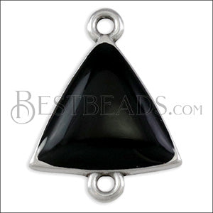 Triangle Connector Charm SILVER EPOXY - Black - 10 pcs