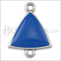 Triangle Connector Charm SILVER EPOXY - Blue - 10 pcs