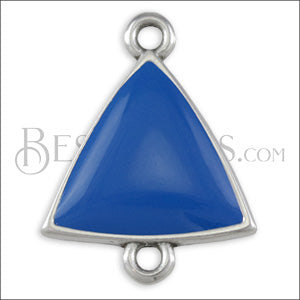 Triangle Connector Charm SILVER EPOXY - Blue - 10 pcs