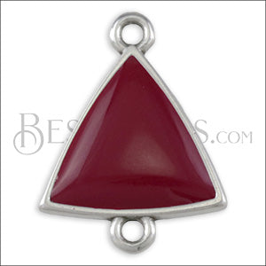 Triangle Connector Charm SILVER EPOXY - Burgundy - 10 pcs