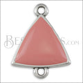 Triangle Connector Charm SILVER EPOXY - Coral - 10 pcs