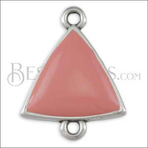 Triangle Connector Charm SILVER EPOXY - Coral - 10 pcs