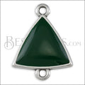 Triangle Connector Charm SILVER EPOXY - Emerald - 10 pcs