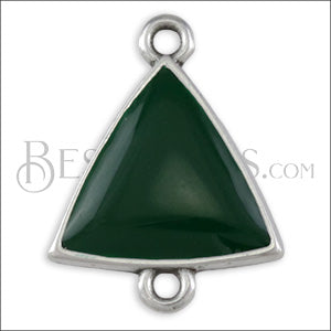 Triangle Connector Charm SILVER EPOXY - Emerald - 10 pcs