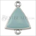 Triangle Connector Charm SILVER EPOXY - Pale Jade - 10 pcs